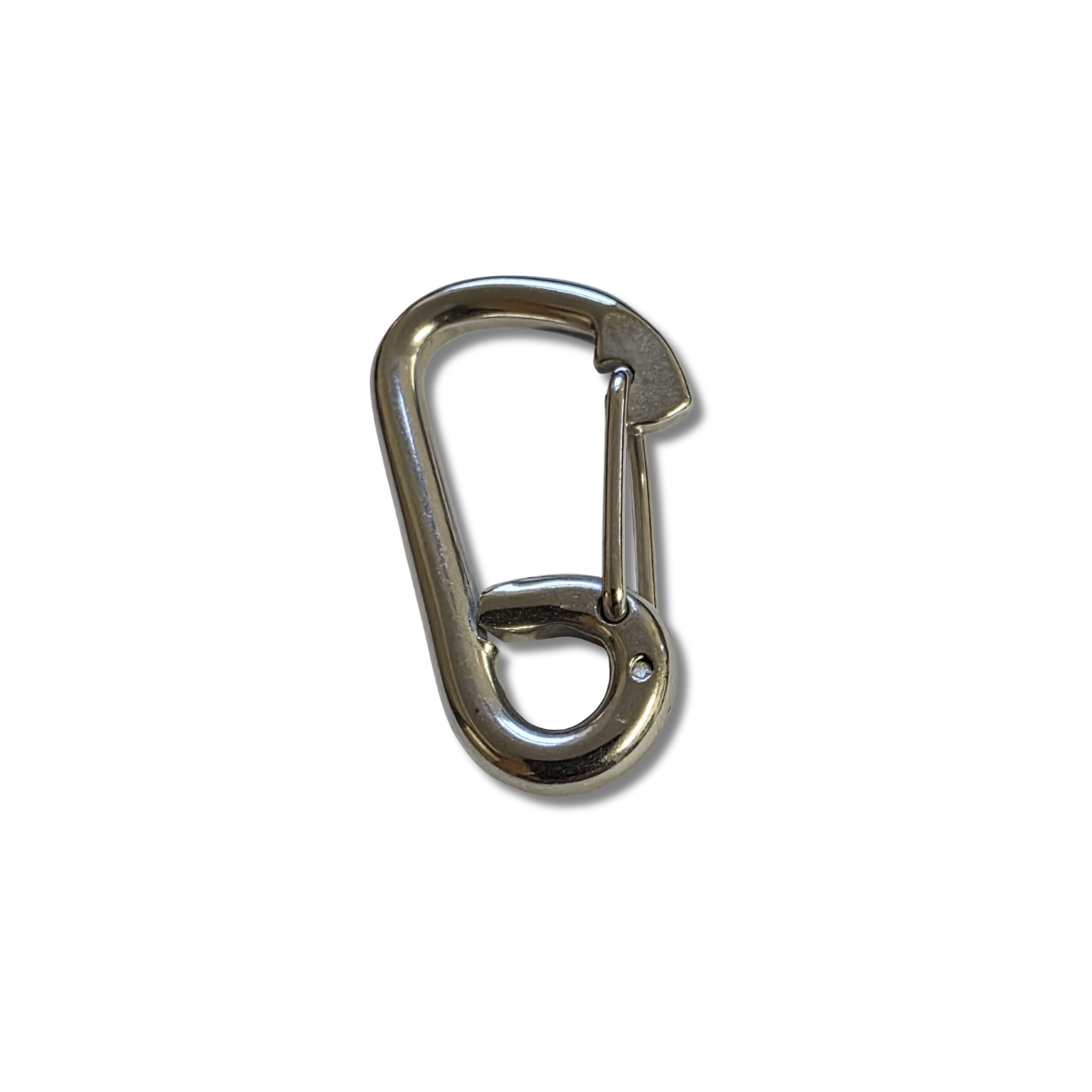 Carbine Hook Formed Eye with Wire Catch - Stainless Steel - 6mm
