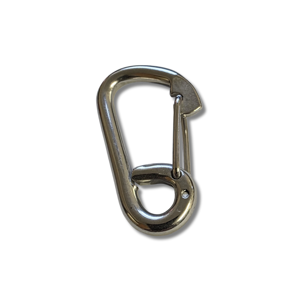 Carbine Hook Formed Eye with Wire Catch - Stainless Steel - 8mm