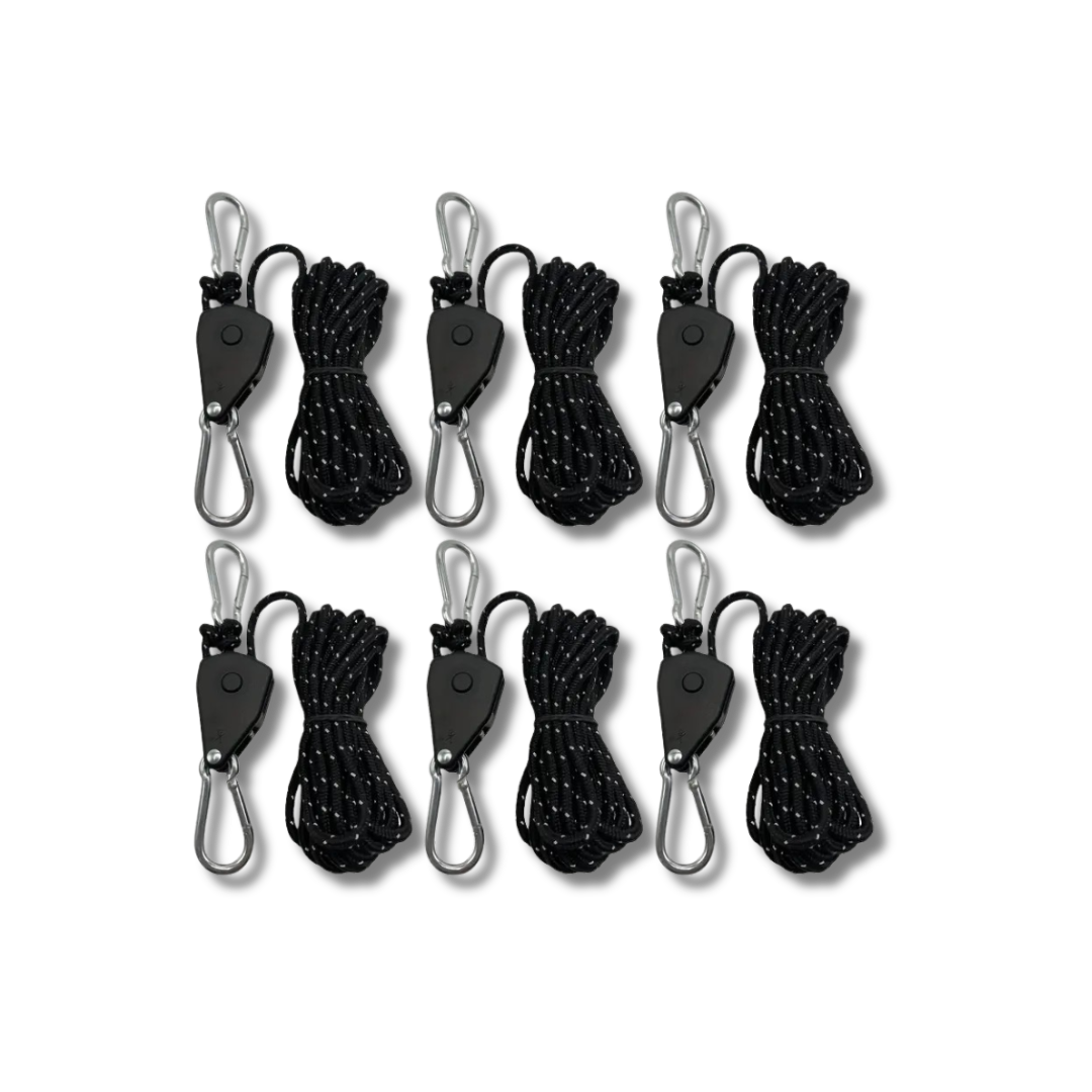 Ratchet Tent Guy Lines - Pack of 6 - Black