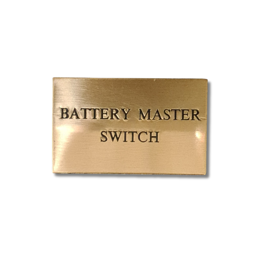 Brass Battery Master Switch Nameplate