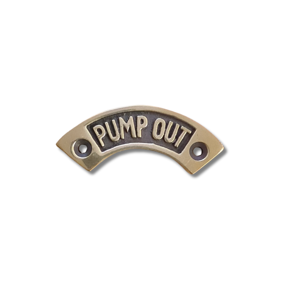 Pump Out Nameplate - Curved - Brass