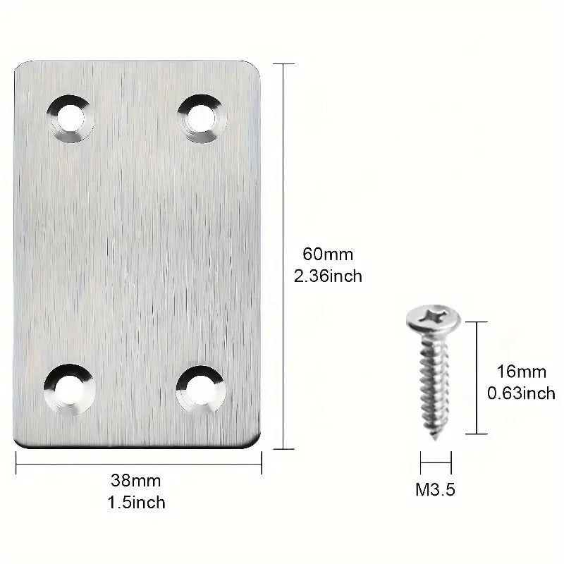 Flat Brackets Stainless Steel with Screws - 4 cm x 6cm - 2 Pc