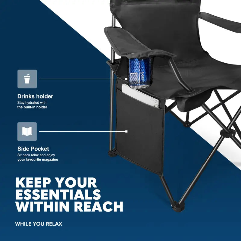 Outdoor Camping Chair - With Arm Drinks Cooler