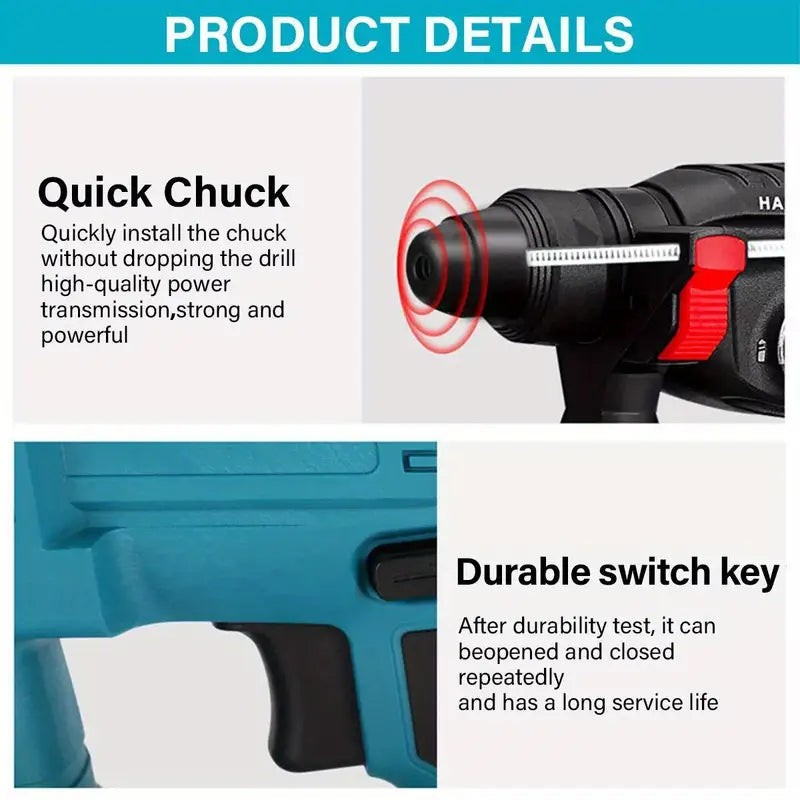 Cordless SDS Rotary Hammer Drill – 2 Batteries