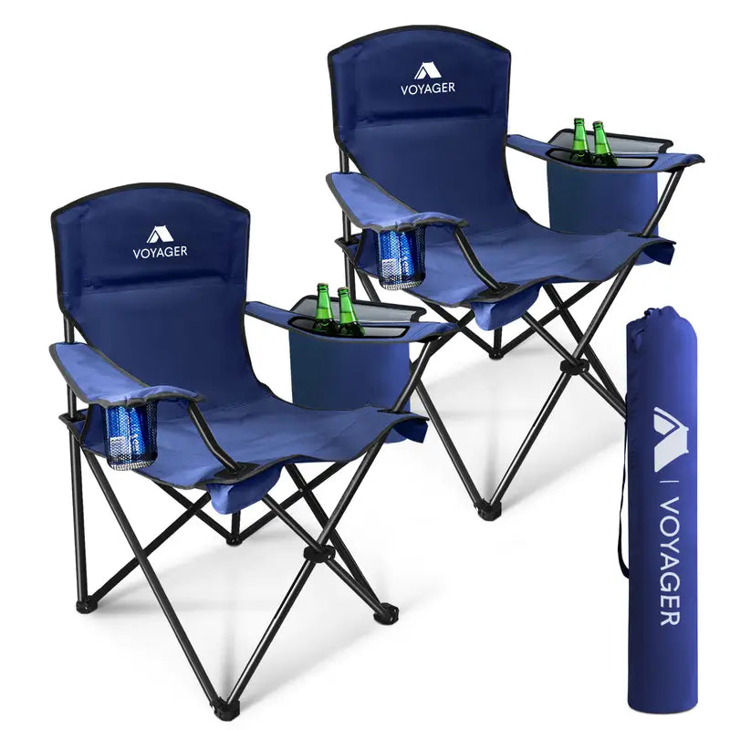 Outdoor Camping Chair - With Arm Drinks Cooler
