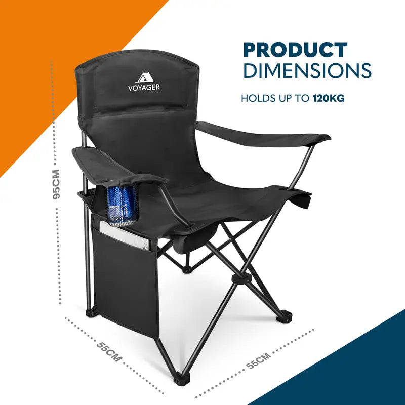 Outdoor Camping Chair - With Arm Drinks Cooler