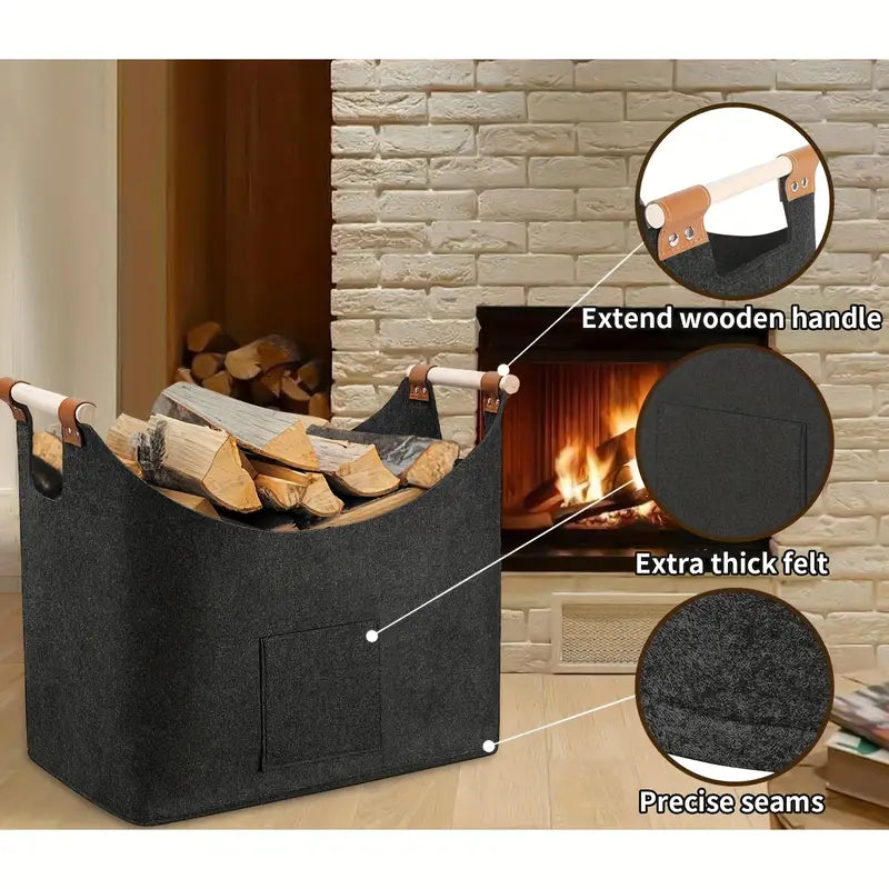 Firewood Storage  Felt Tote Bag