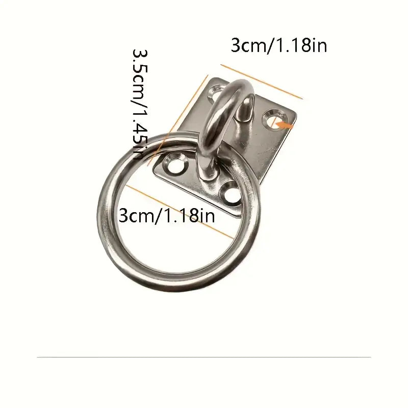 Stainless Steel Square Eye Plate with Ring - With Screws