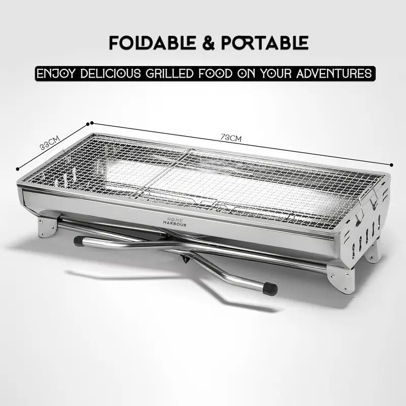 Large Foldable Stainless Steel Charcoal BBQ Grill