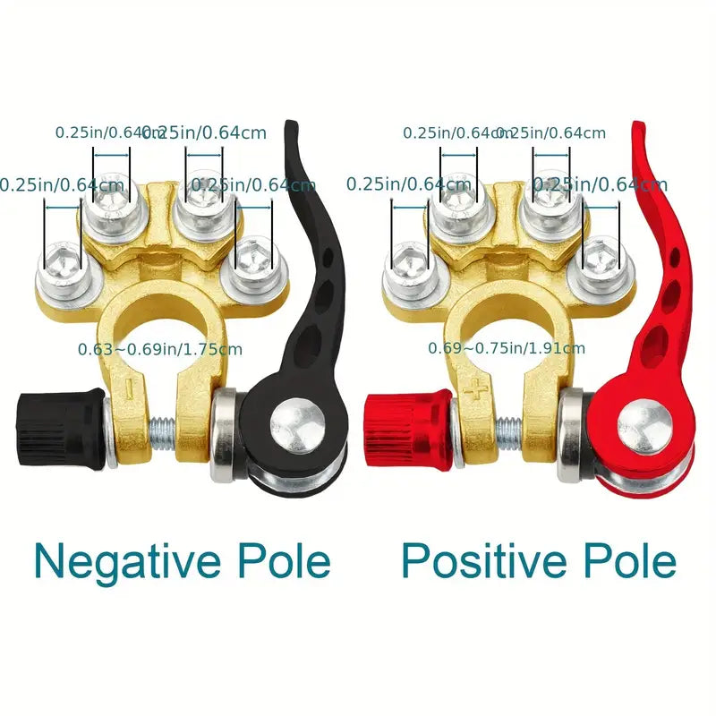 Battery Terminal Connectors - 4 Way Quick Release 2 Pack