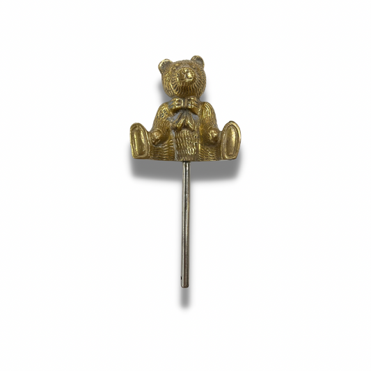 Handmade Tiller Pin - Solid Brass Bear