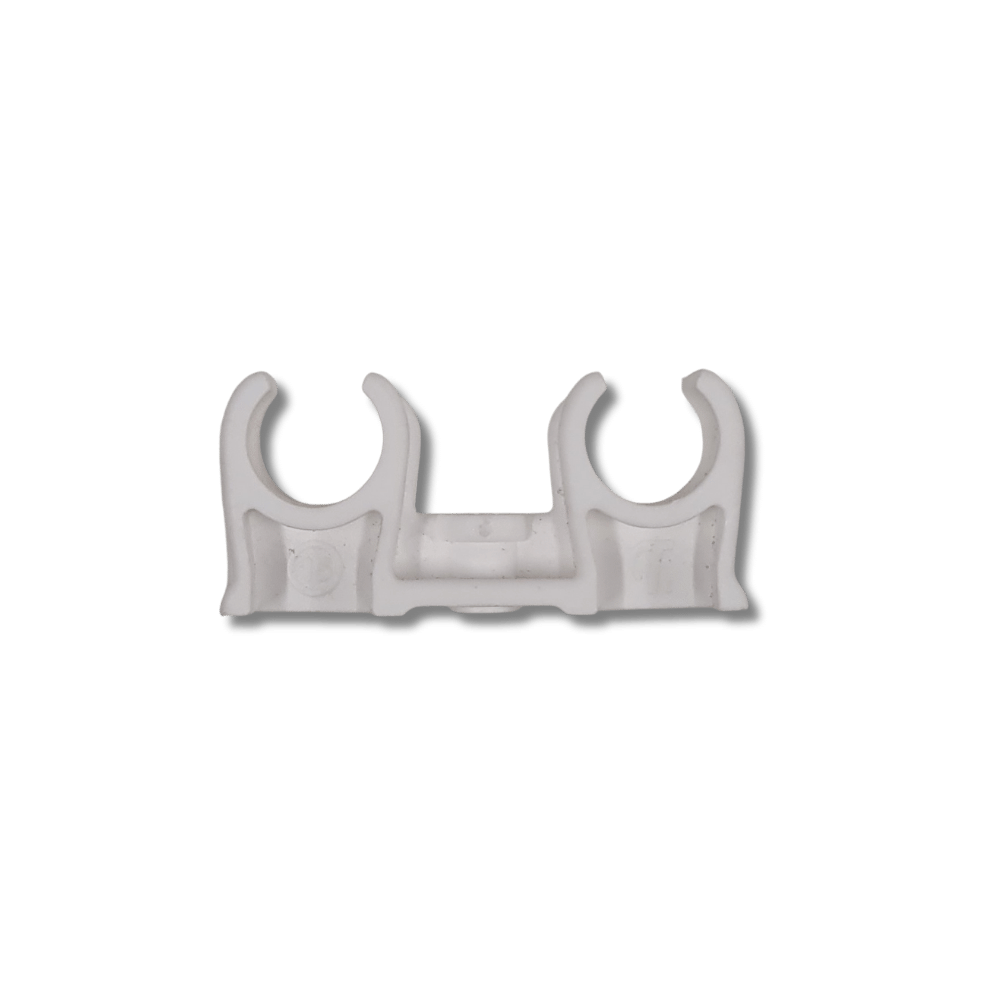 Snap In Open Pipe Clip 15mm Double White