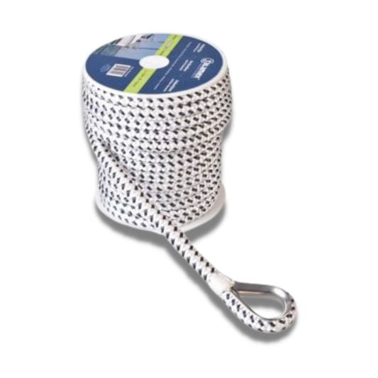 White/Black Polyester Braided Anchor Line 12mm x 20m