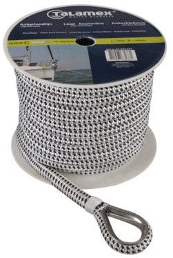 White/Black Polyester Braided Lead Anchor Line  10mm x 20m