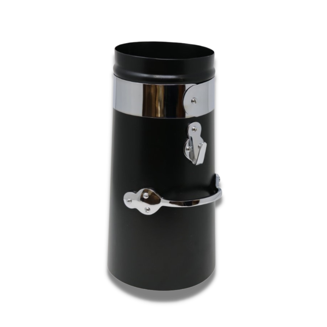 12" Black Double Skin Chrome Band Chimney