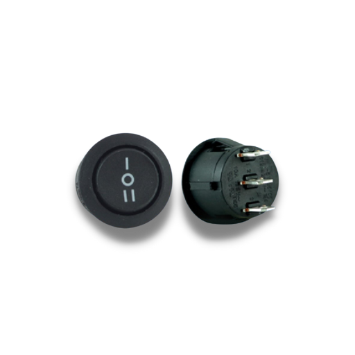 Black Circular Centre Off Rocker Switch