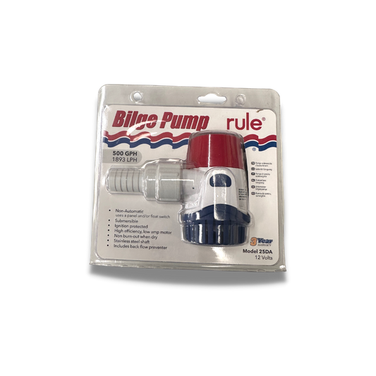 Pump Rule 500 12V - 25DA (12V / 31 LPM / 19mm Hose)